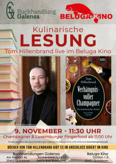 Filmplakat LESUNG: TOM HILLENBRAND - Verhängnisvoller Champagner.